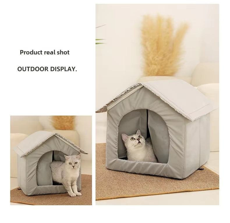 Qibo Pets Plush Cat Cave Sleeping House